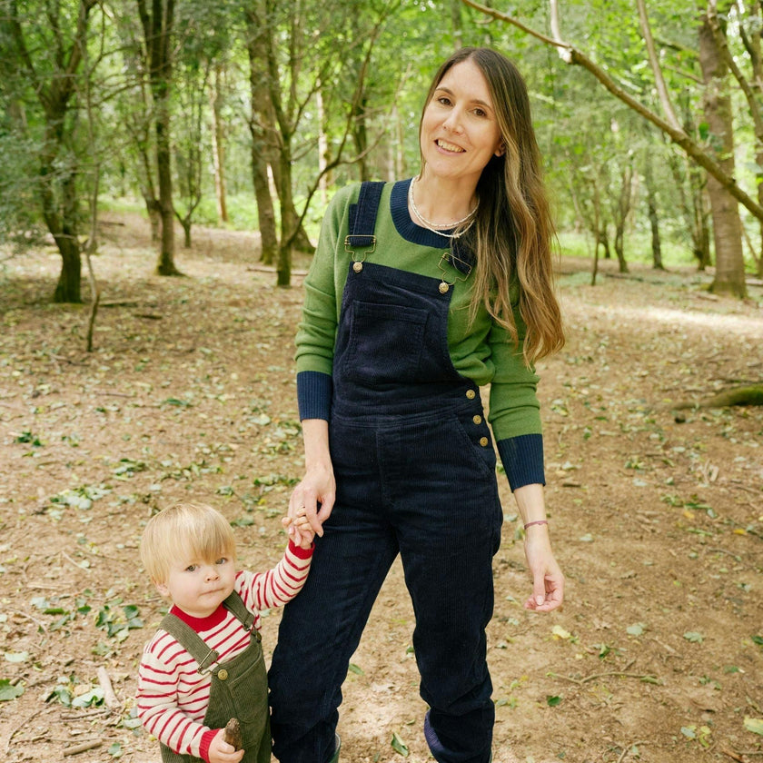 Adult Navy Chunky Cord Overalls