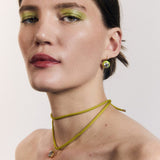 Chartreuse Enamel Bezel Drop Earring