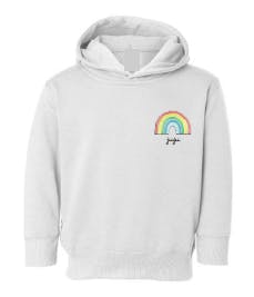 Little Kid Rainbow Stitched Pullover Hoodie - Personalized