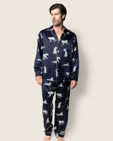Men's Silk Pajama Set in Panthère de Nuit