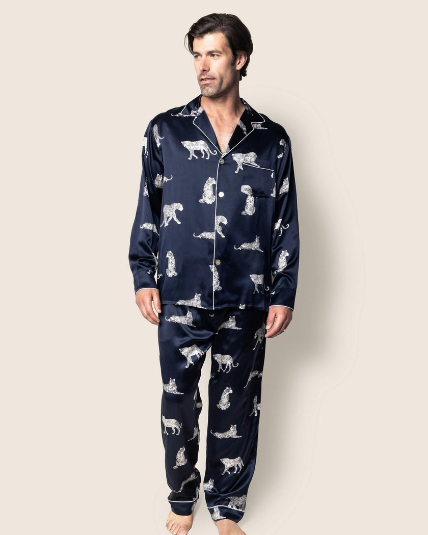 Men's Silk Pajama Set in Panthère de Nuit