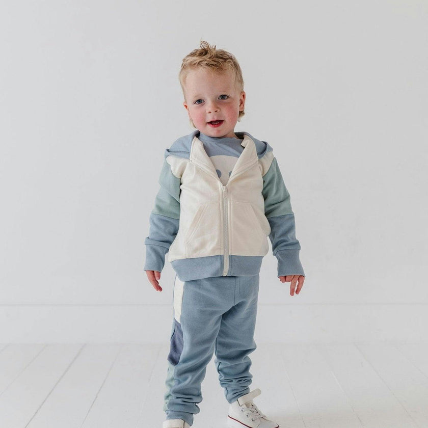 Boys Long Sleeve Track Set in Dusty Blue