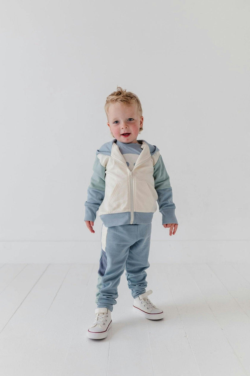 Boys Long Sleeve Track Set in Dusty Blue