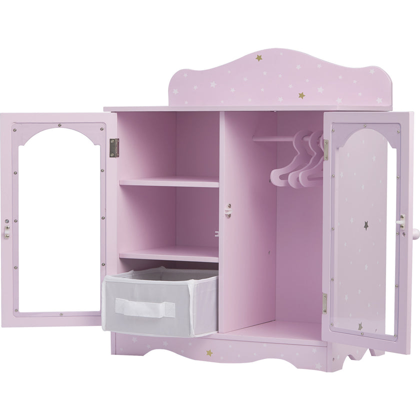 Twinkle Stars Princess 18" Doll Fancy Closet with 3 Hangers