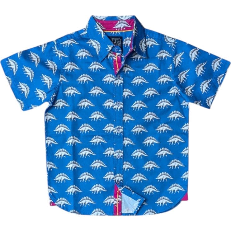 Blue Dino Shirt in Short Sleeves