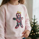 Liberty of London children's gingerbread design pale pink jumper