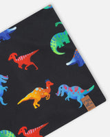 Stretch Jersey Neck Tube Black Dinosaur Print