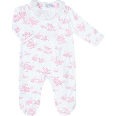 Pink Toile Crossover Footie