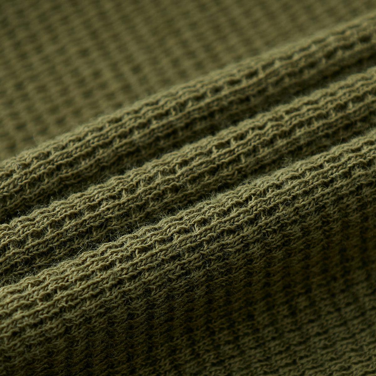 Olive Waffle Zipper Footed Romper