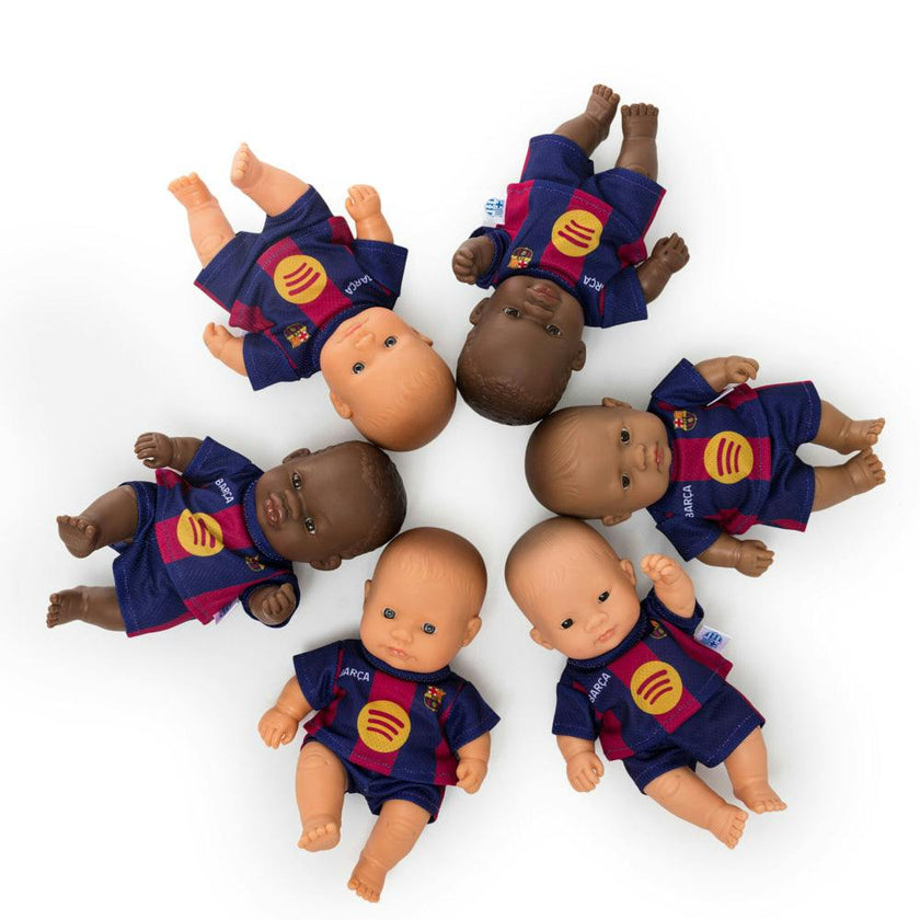 Miniland 8 1/4" Baby Boy Doll with Barcelona Soccer Jersey