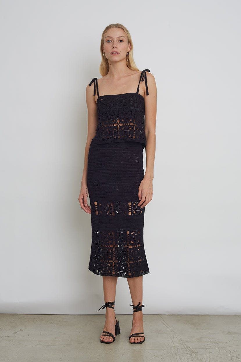 JANA CROCHET SKIRT | BLACK