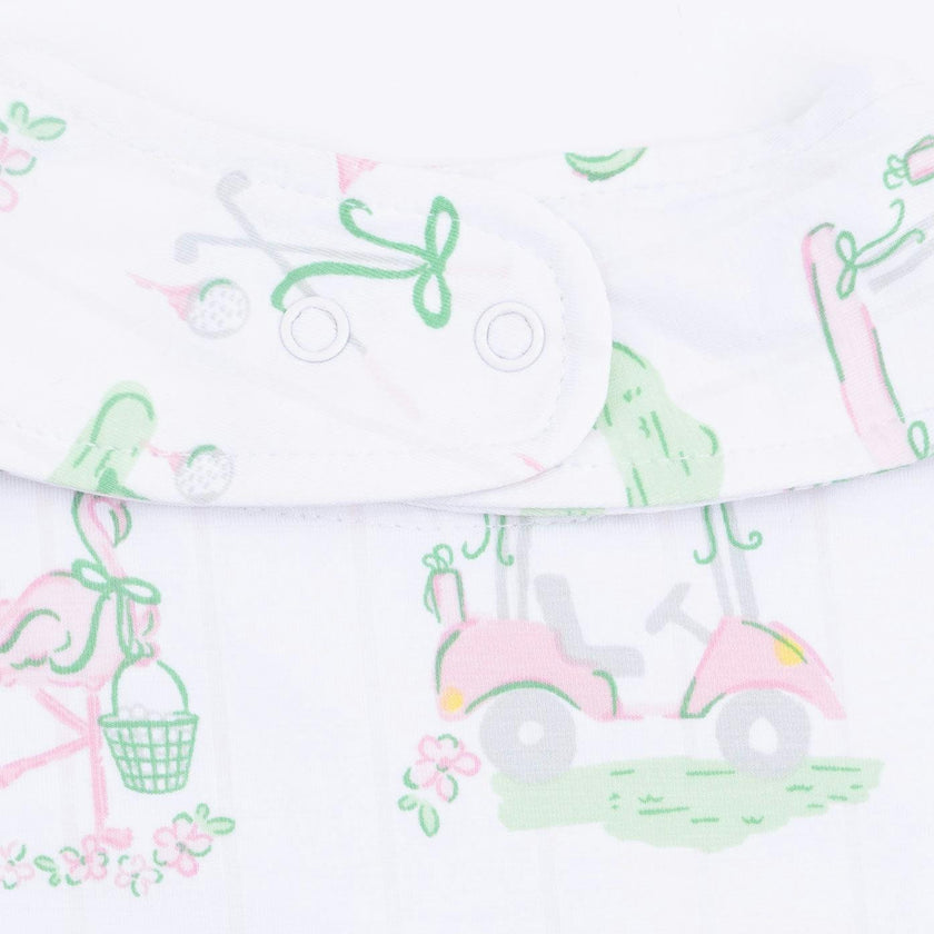 Pretty Golf - 2 Way Ruffle Back Zipper Footie & Bandana Bib Set