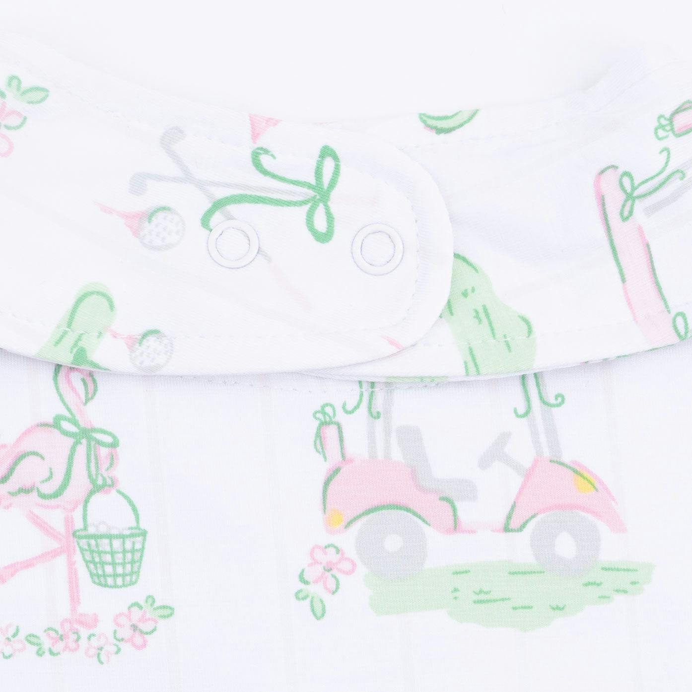 Pretty Golf - 2 Way Ruffle Back Zipper Footie & Bandana Bib Set