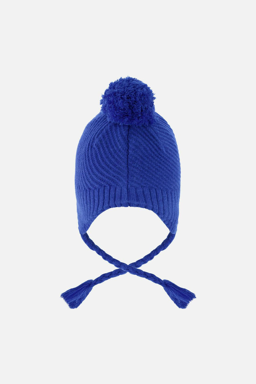 Winter Peruvian Knit Hat with Pompom Royal Blue