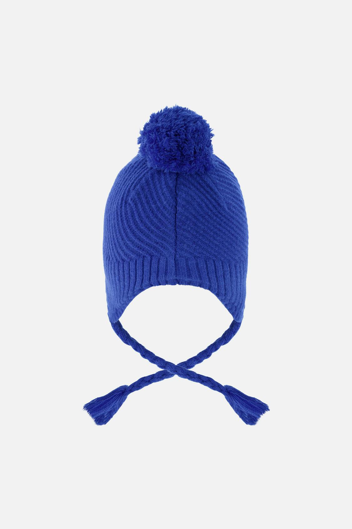 Winter Peruvian Knit Hat with Pompom Royal Blue