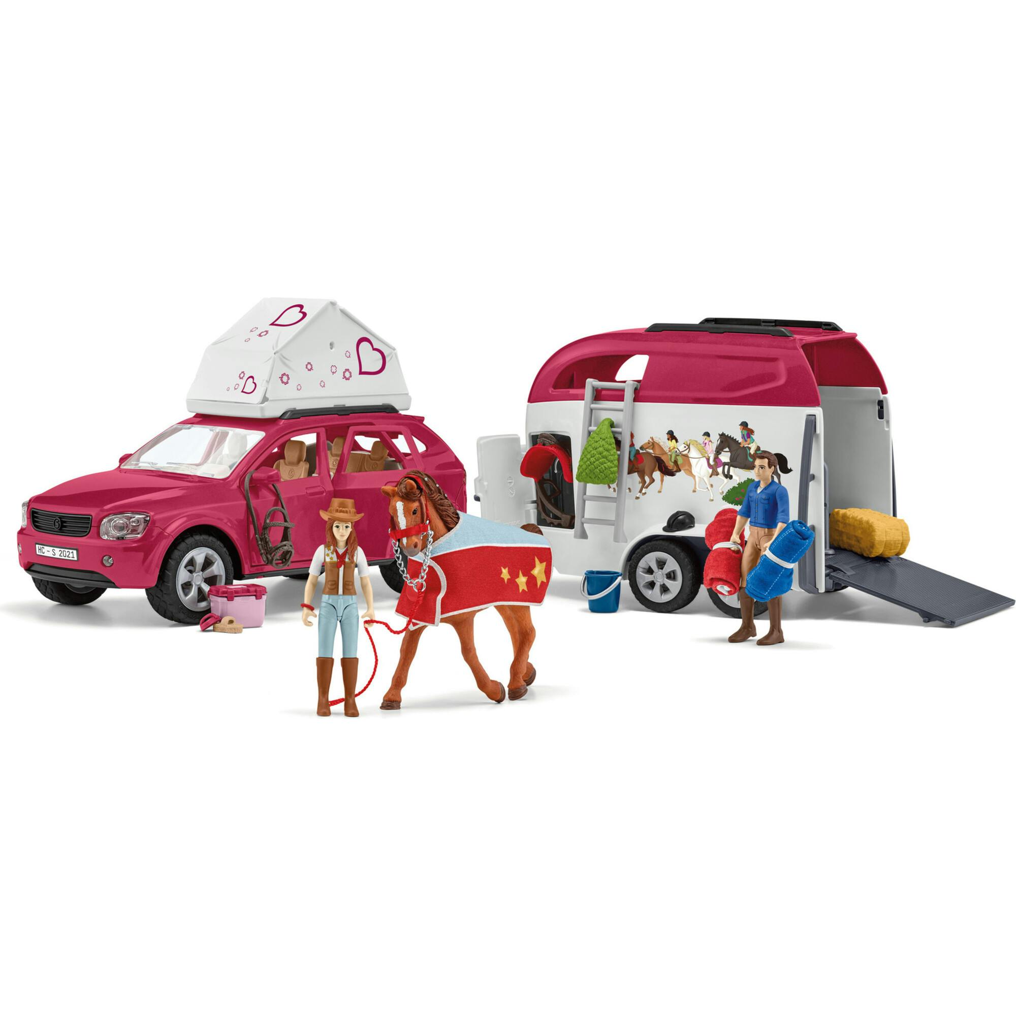 Schleich Club: Adventures With Car & Trailer - 18 Piece Playset