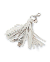 Packed Party More Metallic Portable Charging Tassel Keychain - Holographic Vegan Leather Keychain USB Charger Compatible with iPhone and Android, 1 Inch Keyring