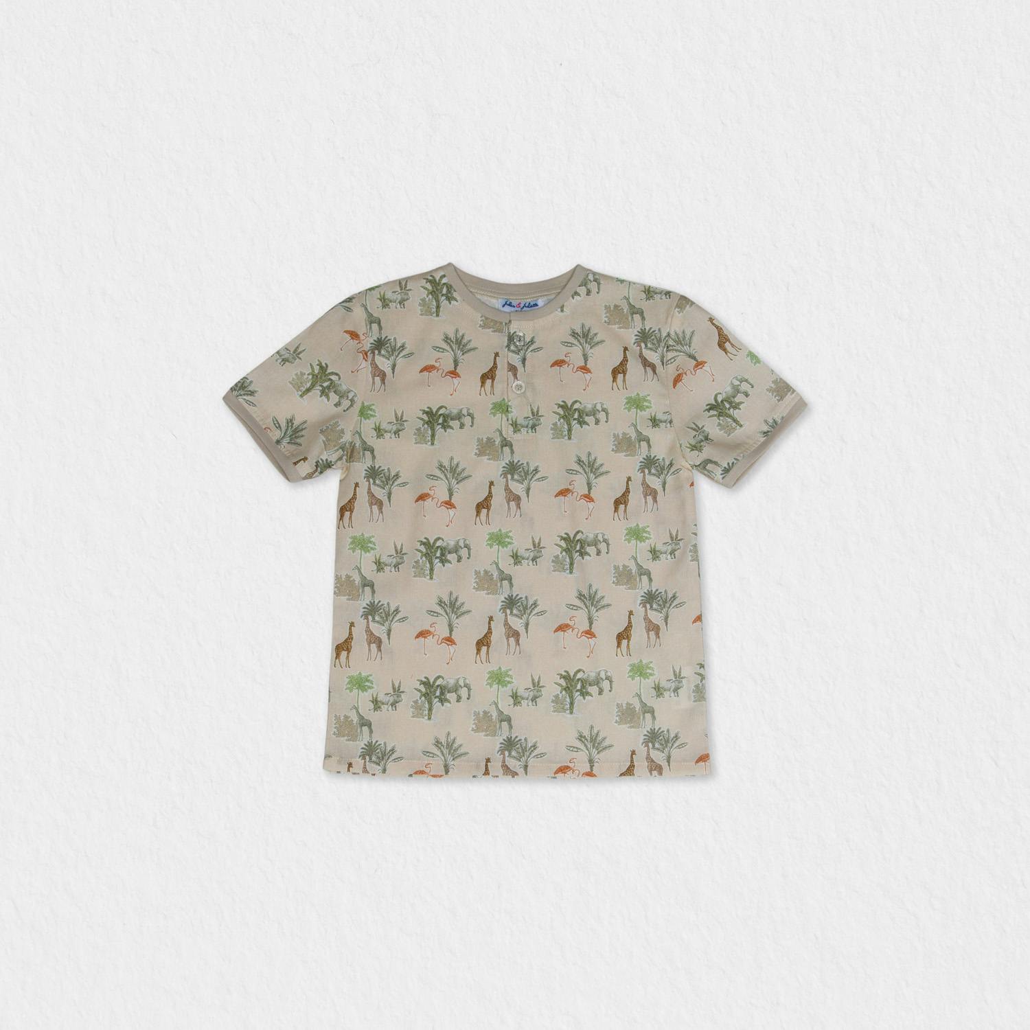 Alfred Boy T-shirt Short Sleeve, Beige Jungle