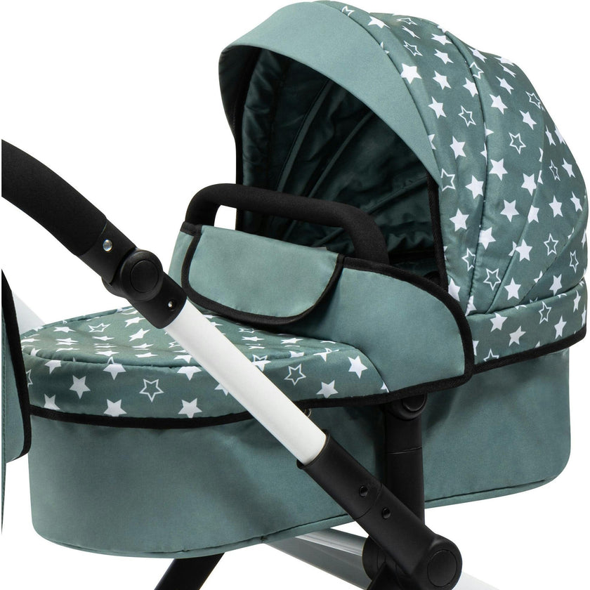 Bayer Design Dolls: Pram Xeo - Stars Green & White