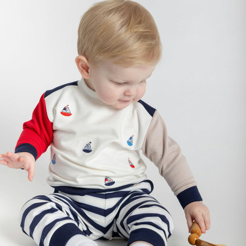 French Terry Knit Set With Saliboats