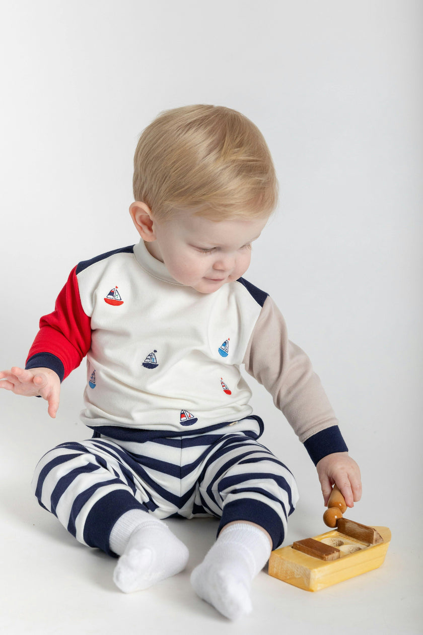 French Terry Knit Set With Saliboats