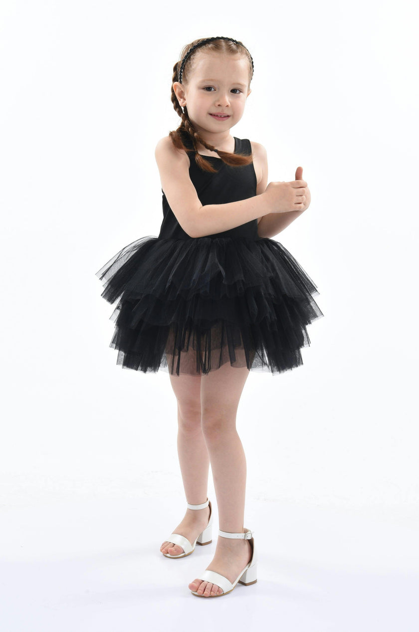 Black Solid Tutu Dress