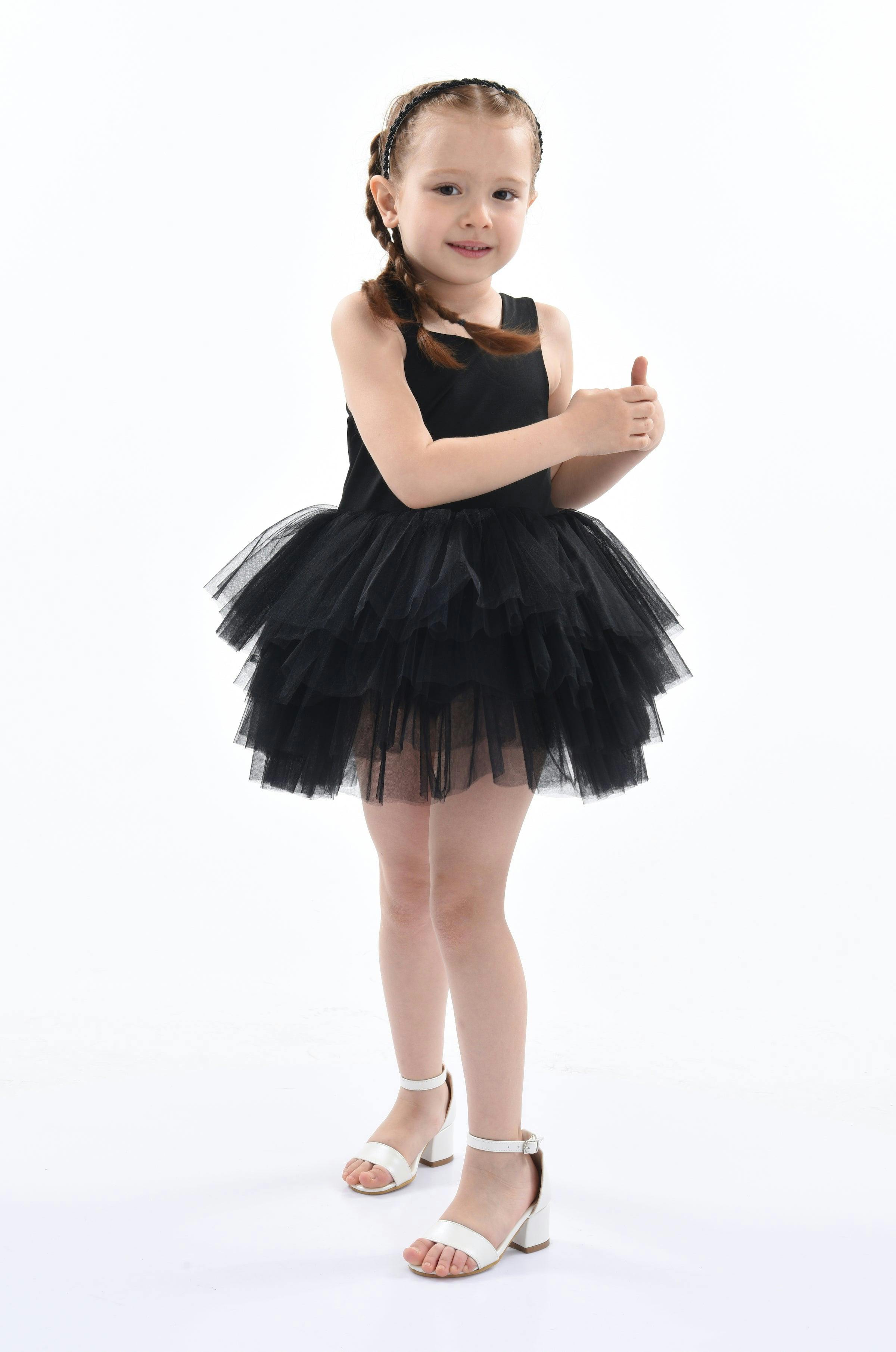 Black Solid Tutu Dress