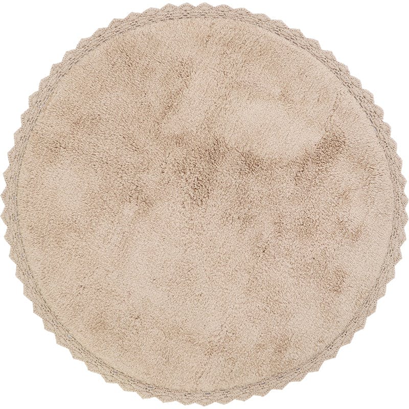 Perla Hand-Tufted Crochet Lace Trim Round Rug