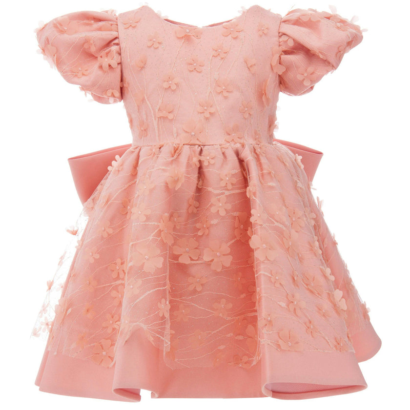 Coral Moneta Floral Bow Dress
