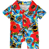 Summer Floral Bumble Bee Short Collared Baby Romper