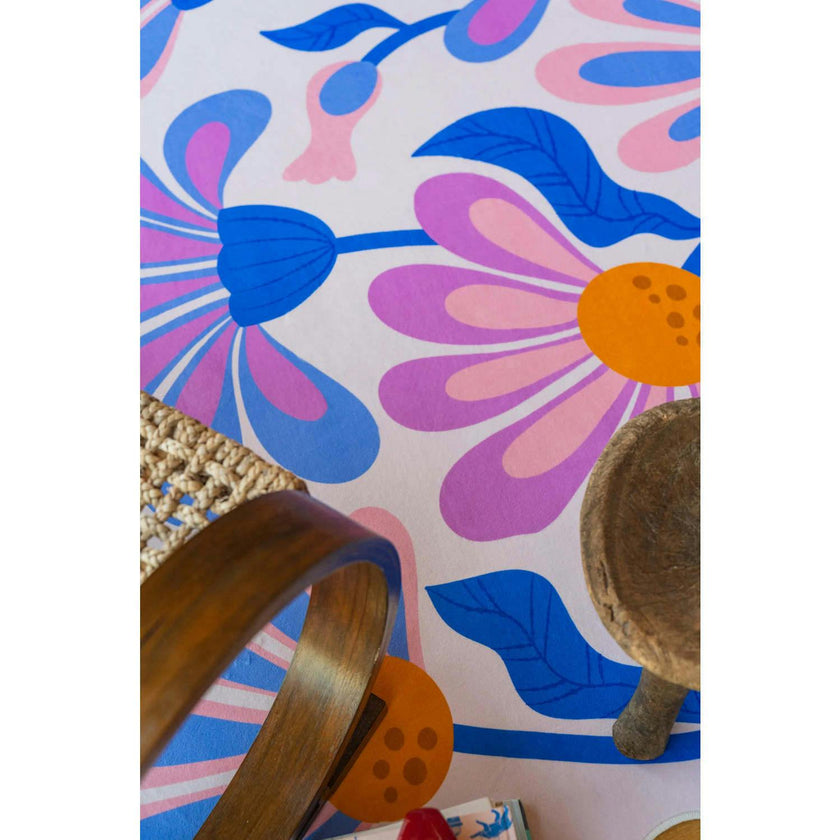 Lavender Base Purple Floral Wavy Rug by Jessica Miller