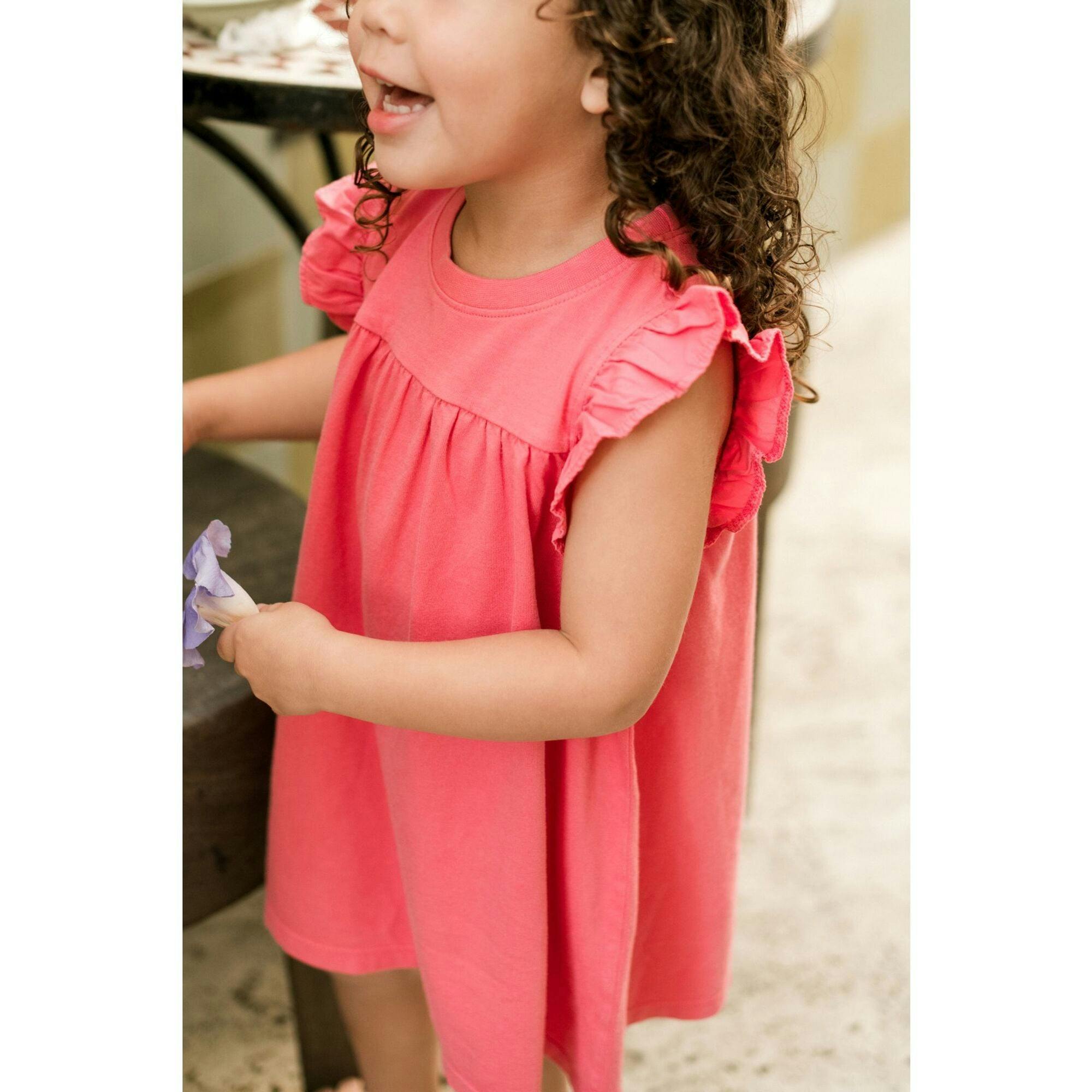 Garment Dye Ruffle Dress, Red
