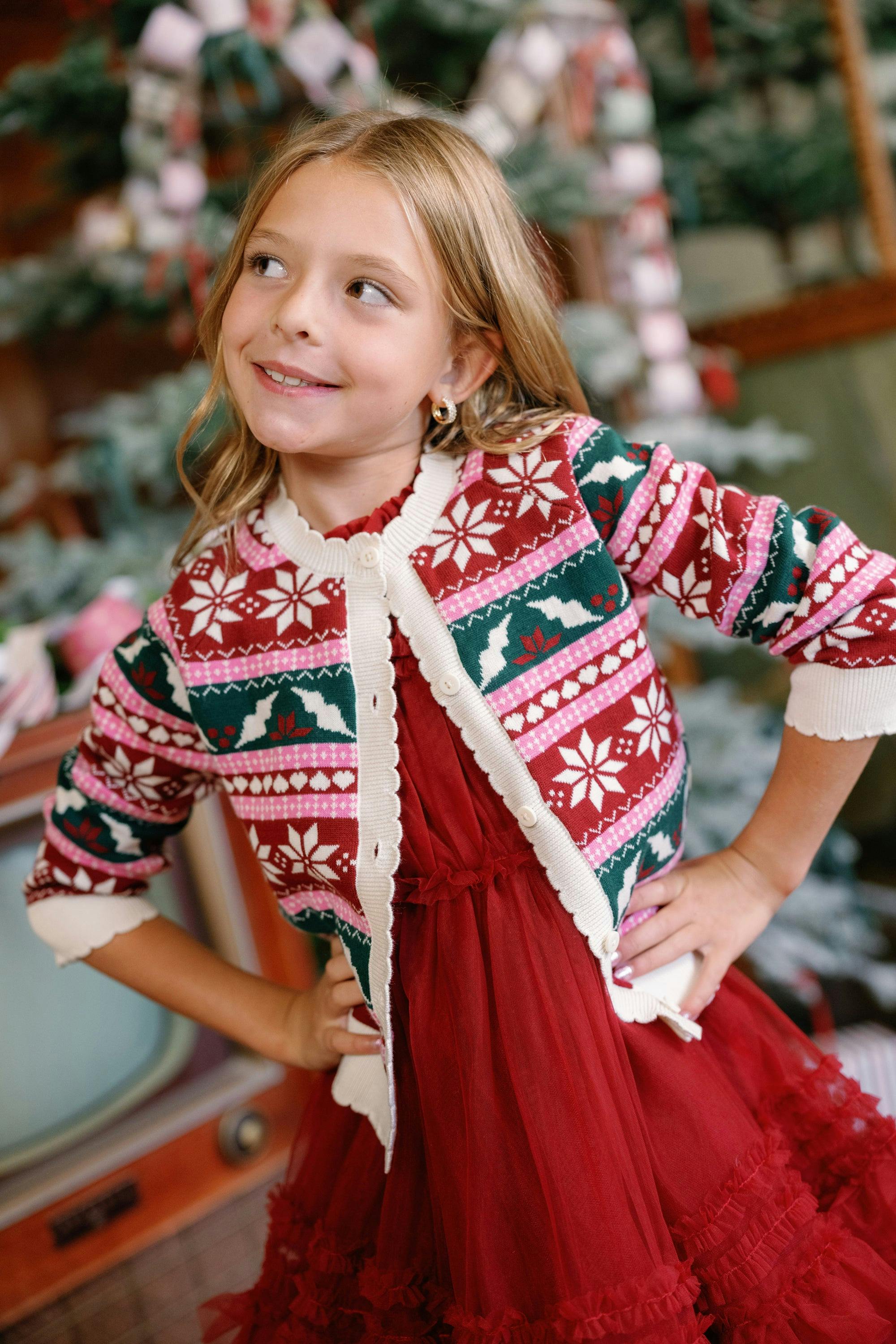 Mini Cornelia Cardigan in Festive Fair Isle