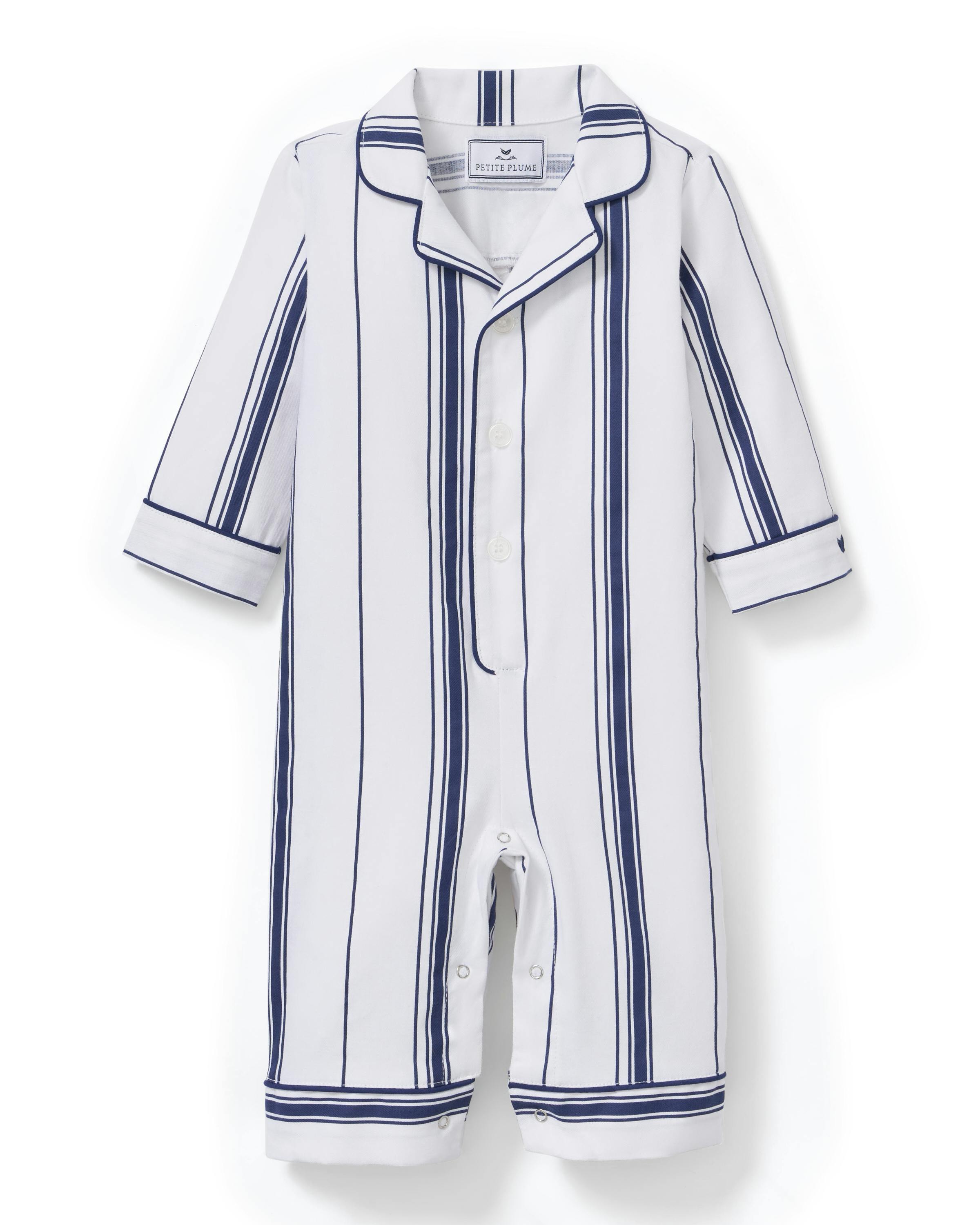 Baby's Twill Classic Romper in Parlor Stripe