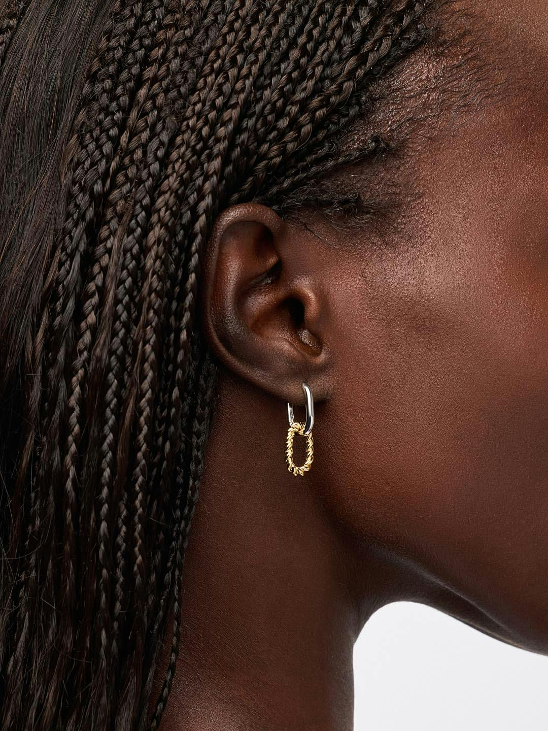 Drop Earrings - Ash Double Mini Two Tone