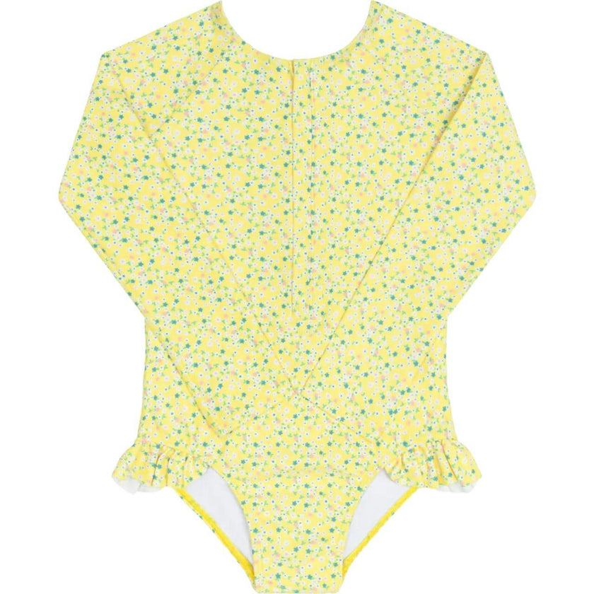 girls petite fleur front zip rashguard one piece