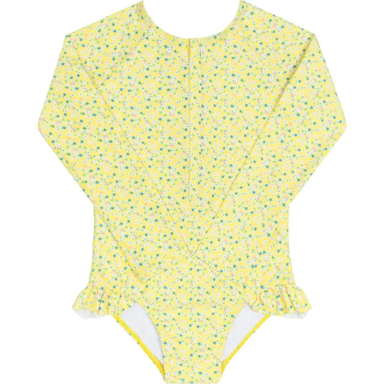 girls petite fleur front zip rashguard one piece