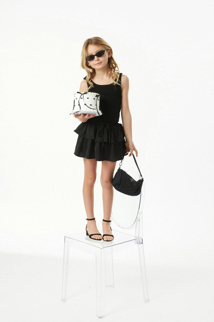 Willow Black Satin Skort