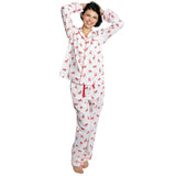 Women's Reindeer Red Long PJ Set - Organic Cotton Poplin