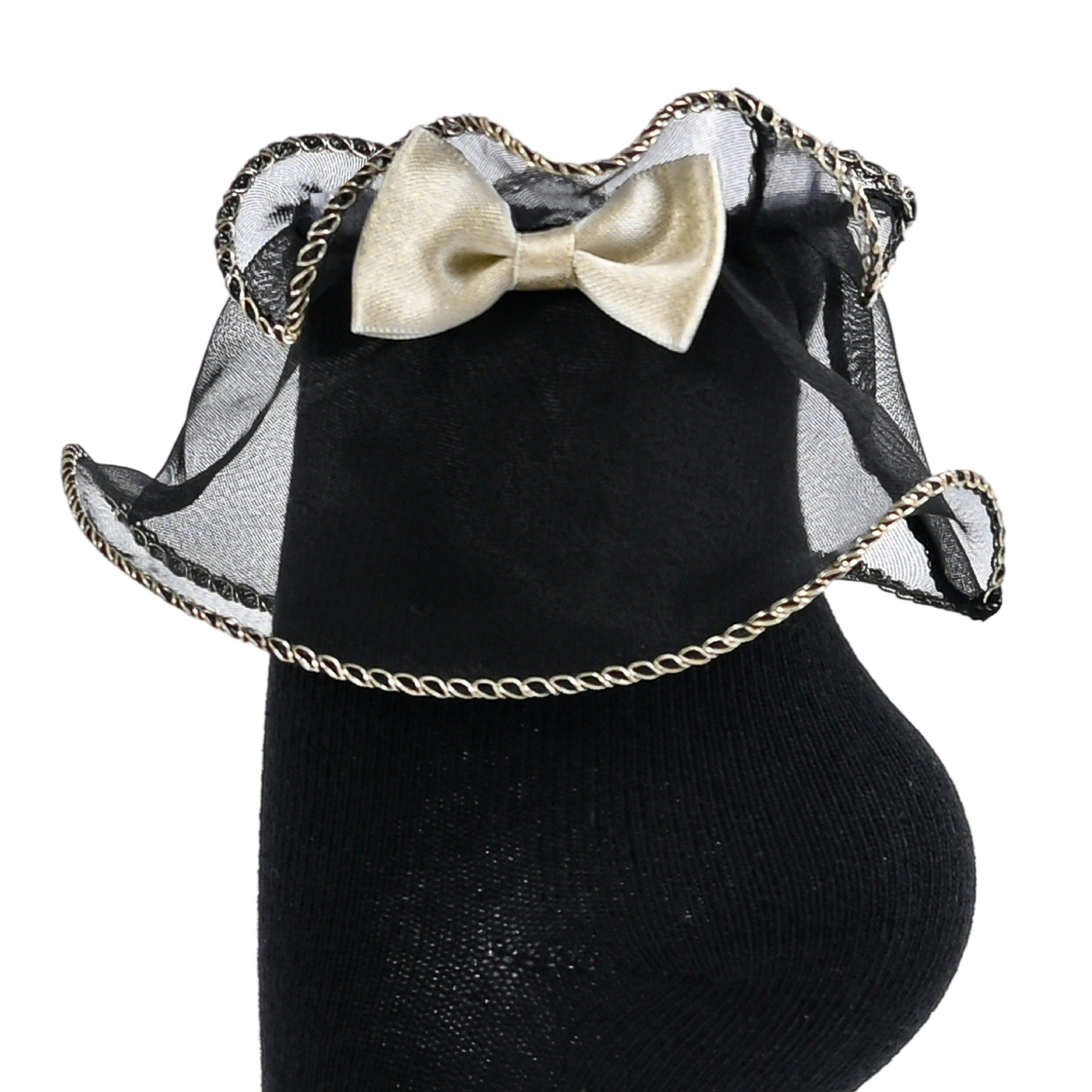 Mimi Tutu Gold-Trim Ruffle Ankle Socks with Bow – White or Black
