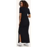 Women's Maternity Hugo Short Sleeve Side Slit Maxi Dress, Black