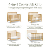 Liberty 4-in-1 Convertible Spindle Crib in Honey