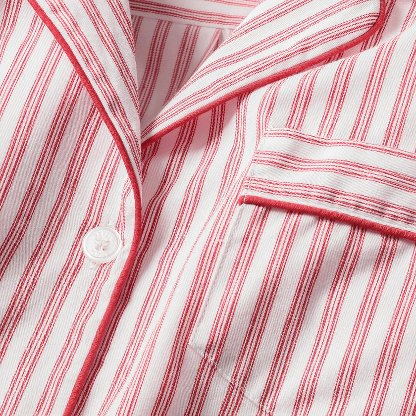 Kid's Twill Pajama Set in Antique Red Ticking