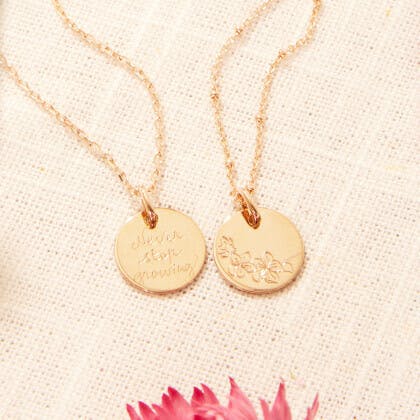Personalized Birth Flower Necklace, 14k Gold Plated