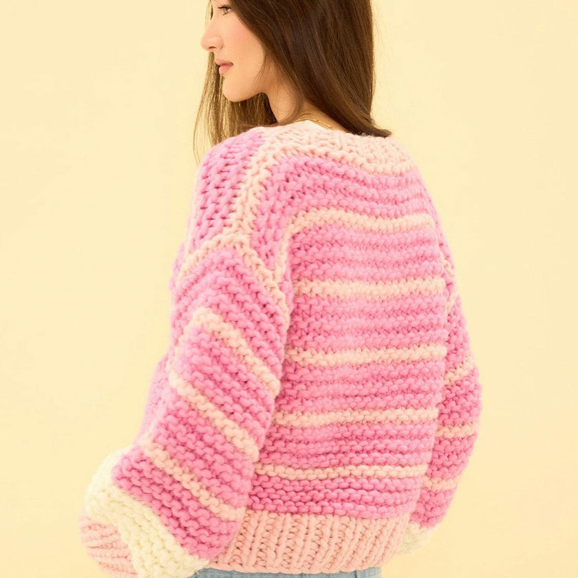 Bailey Cardigan in Pink Stripes