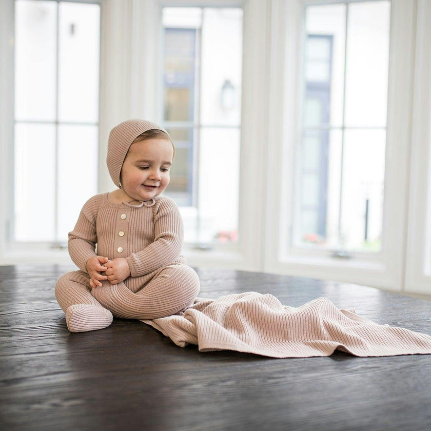 Button Knit Long Sleeve Footie