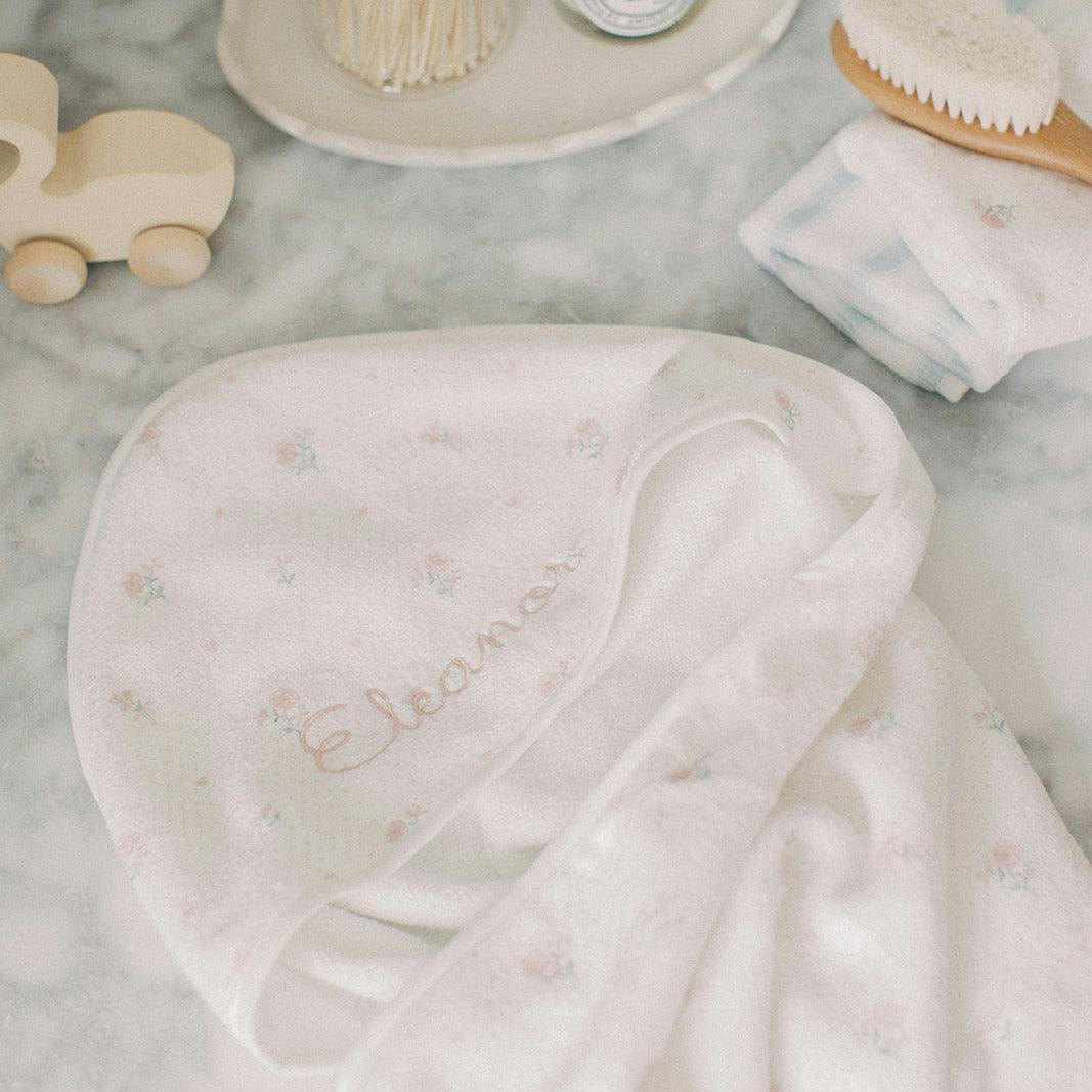Ditsy Floral Baby Hooded Towel - Pink