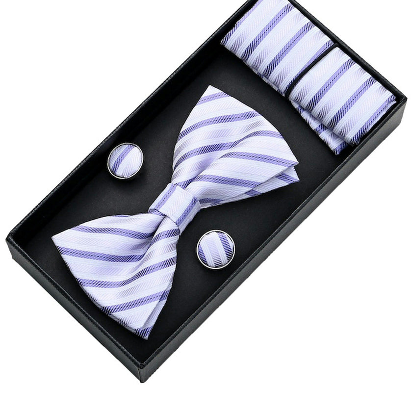 Purple Striped Bowtie Set