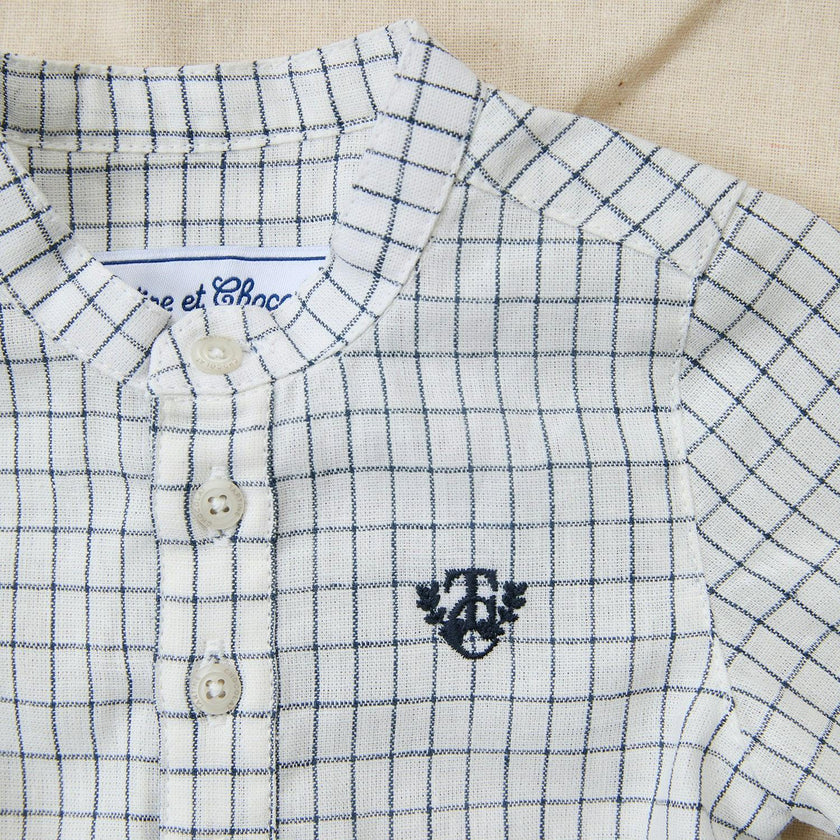 TARTINE ET CHOCOLAT Navy Checked Baby Shirt