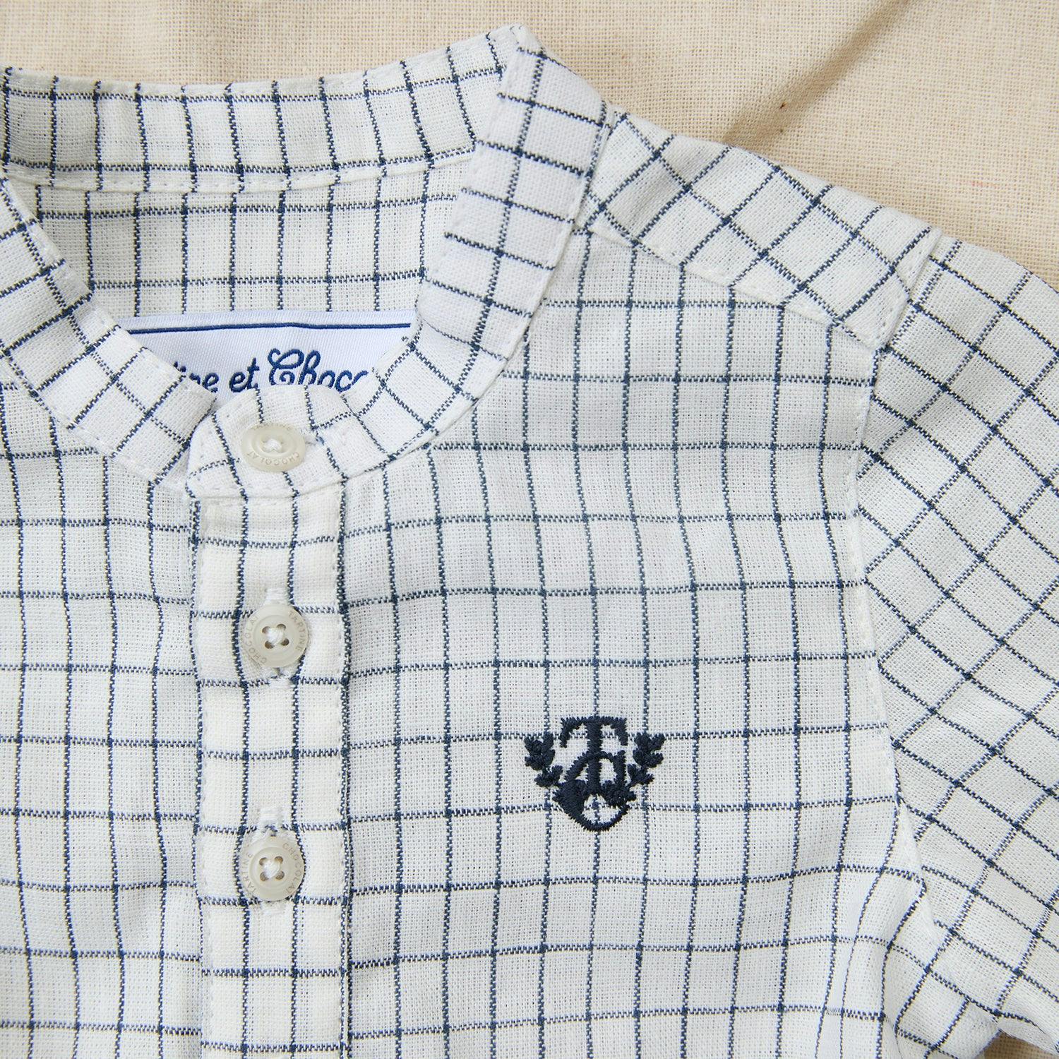 TARTINE ET CHOCOLAT Navy Checked Baby Shirt